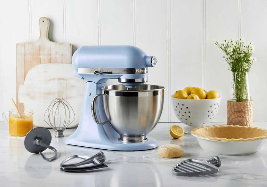 batidora de pedestal artisan con cabezal inclinable - sal azul ksm195